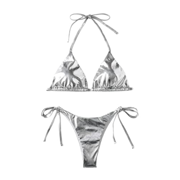 SweatyRocks Women's Metallic Bikini for Beach Fun