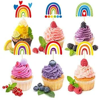Rainbow Cupcake Toppers for Birthday Parties