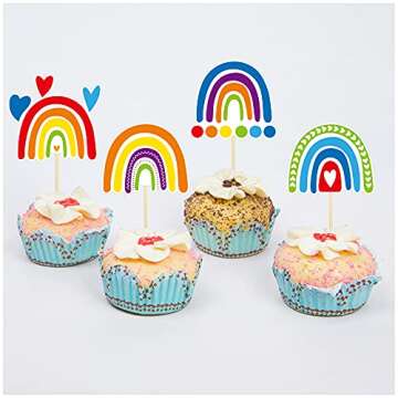 Rainbow Cupcake Toppers for Birthday Parties