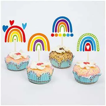 Rainbow Cupcake Toppers for Birthday Parties