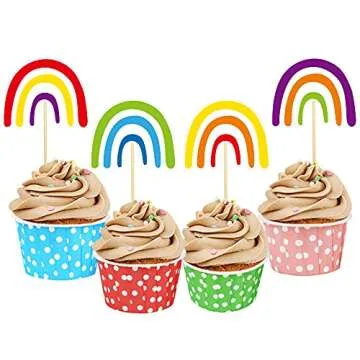 Rainbow Cupcake Toppers for Birthday Parties