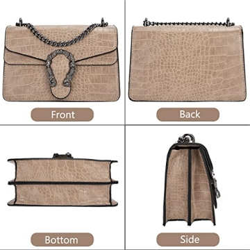 Stylish DEEPMEOW Crocodile Grain Crossbody Bag for Women