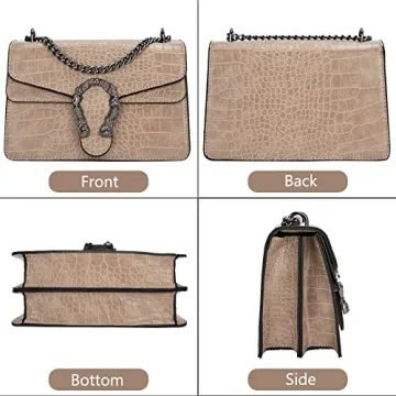 Stylish DEEPMEOW Crocodile Grain Crossbody Bag for Women