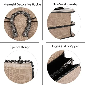 Stylish DEEPMEOW Crocodile Grain Crossbody Bag for Women