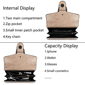 Stylish DEEPMEOW Crocodile Grain Crossbody Bag for Women