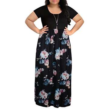 Stylish Nemidor Women's Chevron Plus Size Maxi Dress with Pockets