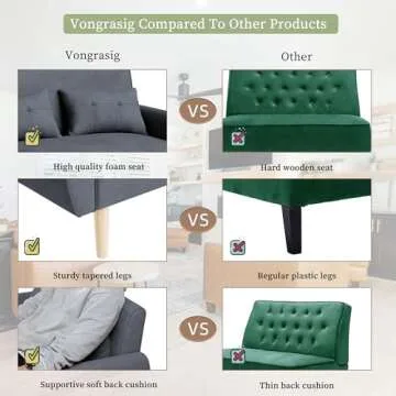 Vongrasig Modern Loveseat - Stylish Small Couch for Any Space