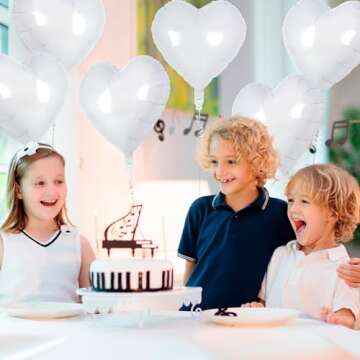 12 White Heart Foil Balloons for Parties & Weddings