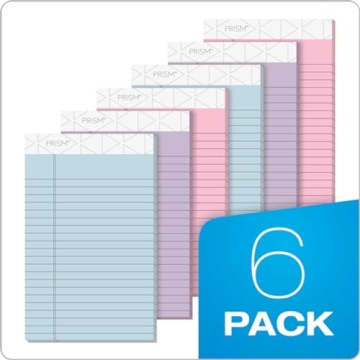 TOPS 5 x 8 Legal Pads 6 Pack, Pastel, Made in USA