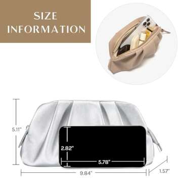 SWEETV Dressy Vegan Leather Clutch Purse - Elegant Soft Pleated Evening Bag