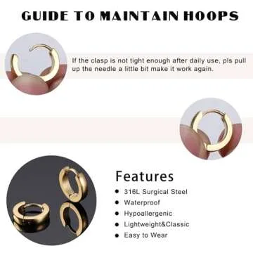 Jstyle Gold Huggie Hoop Earrings for Men and Women