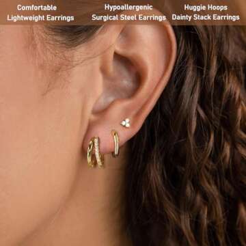Jstyle Gold Huggie Hoop Earrings for Men and Women