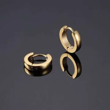 Jstyle Gold Huggie Hoop Earrings for Men and Women