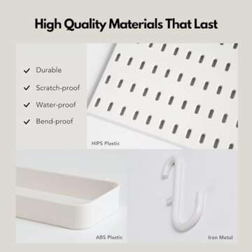 Keepo Pegboard Combination Kit, Pegboards and Accessories Modular Hanging for Wall Organizer, Crafts Organization, Ornaments Display, Nursery Storage, Peg Board (White, 22″×22″)