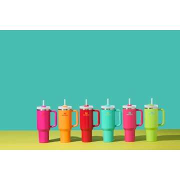 Stanley Quencher H2.0 Tumbler with Handle and Straw 40 oz | Flowstate 3-Position Lid | Cup Holder Compatible for Travel | Insulated Stainless Steel Cup | BPA-Free | Tropical Teal