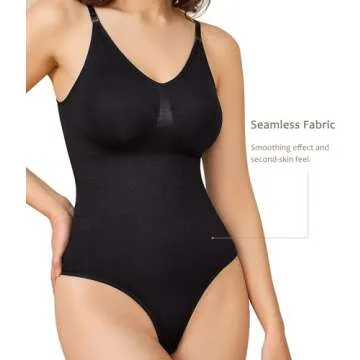 BRABIC Bodysuit Shapewear for Women Tummy Control Panties Seamless Sleeveless Tops V-Neck Camisole J...