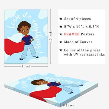 FRAMED Black Boys Bedroom Canvas Wall Art | Motivational Wall Decor for Toddler Boys | Inspirational...