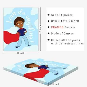 FRAMED Black Boys Bedroom Canvas Wall Art | Motivational Wall Decor for Toddler Boys | Inspirational...