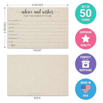 321Done Advice and Wishes for The Parents-to-Be Cards, Made in USA - 4x6 Tan, Fun Baby Shower Game I...