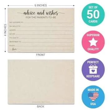 321Done Advice and Wishes for The Parents-to-Be Cards, Made in USA - 4x6 Tan, Fun Baby Shower Game I...