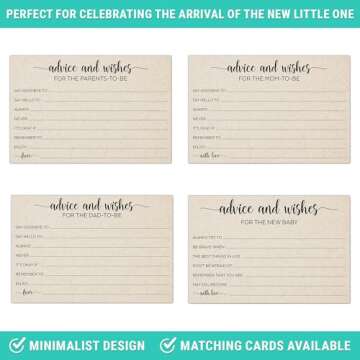 321Done Advice and Wishes for The Parents-to-Be Cards, Made in USA - 4x6 Tan, Fun Baby Shower Game Ideas, Gender Reveal Party Keepsake - Set of 50