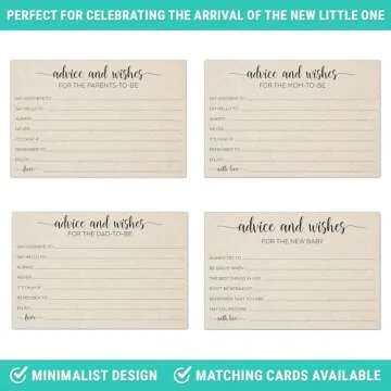321Done Advice and Wishes for The Parents-to-Be Cards, Made in USA - 4x6 Tan, Fun Baby Shower Game Ideas, Gender Reveal Party Keepsake - Set of 50