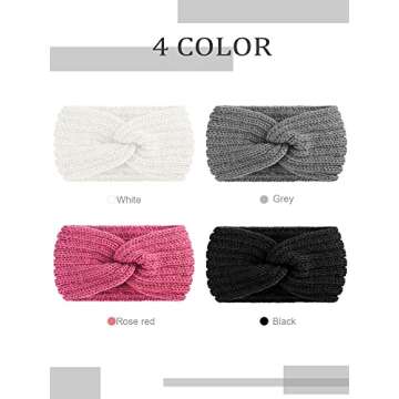 TecUnite 4 Pieces Chunky Knit Headbands Braided Winter Headbands Ear Warmers Crochet Head Wraps for Women(Retro Colors)