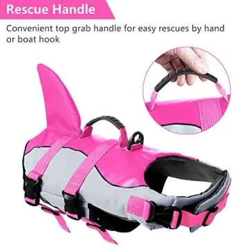 ASENKU Dog Life Jacket Pet Life Safety Vest for Swimming Boating, Dog Shark Life Jackets Dog Lifesavers Swimsuits for Pool, Dog Water Floatation Vest for Small Medium Large Dogs, Shark Pink, XX-Large
