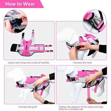 ASENKU Dog Life Jacket Pet Life Safety Vest for Swimming Boating, Dog Shark Life Jackets Dog Lifesavers Swimsuits for Pool, Dog Water Floatation Vest for Small Medium Large Dogs, Shark Pink, XX-Large