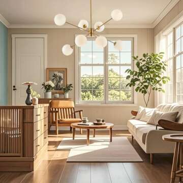 BOKT 8 Lights Gold Globe Sputnik Chandelier Vintage Milk Glass Chandelier Light Fixture Large Modern...