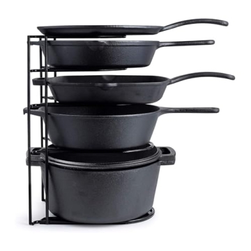 Cuisinel Heavy Duty Pots and Pans Organizer - Space Saving 5-Tier Rack for Cast Iron and More