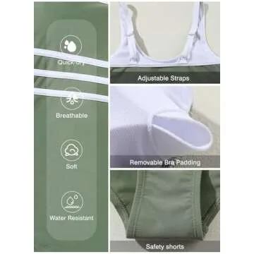 Aleumdr One Piece Bathing Suit for Women Athletic Swimsuit High Waisted Training Slimming Swimwear Green Small
