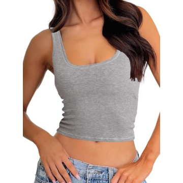Danysu Women Cotton Rib Tank Top with Built-in Bra