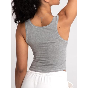 Danysu Women Cotton Rib Tank Top with Built-in Bra