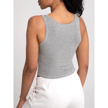 Danysu Women Cotton Rib Tank Top with Built-in Bra