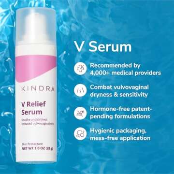Kindra V Serum XL - Sensitive Skin Vaginal Vulva Moisturizer Cream Supports Dryness, Burning, Discom...