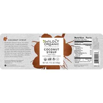 Wildly Organic Coconut Syrup 17.5 Oz - Organic Sweetener, Non-GMO, Kosher, Vegan, Buttery Caramel Flavor | Perfect for Smoothies, Coffee, & Baking