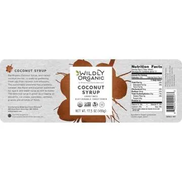 Wildly Organic Coconut Syrup 17.5 Oz - Organic Sweetener, Non-GMO, Kosher, Vegan, Buttery Caramel Flavor | Perfect for Smoothies, Coffee, & Baking