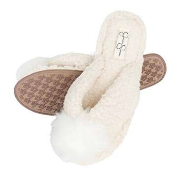 Jessica Simpson Fluffy Plush Slide-On Slippers for Women