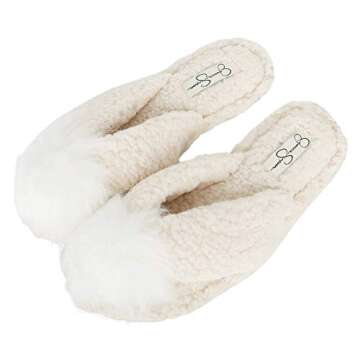 Jessica Simpson Fluffy Plush Slide-On Slippers for Women
