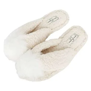 Jessica Simpson Fluffy Plush Slide-On Slippers for Women