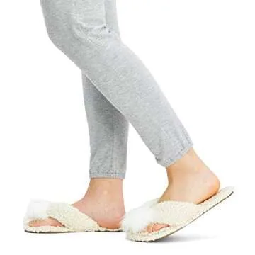 Jessica Simpson Fluffy Plush Slide-On Slippers for Women