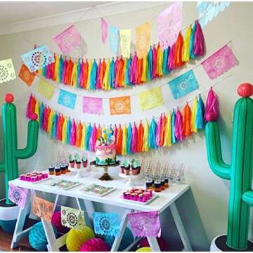 Fiesta or Mexican Party/Moana Color Party Supplies Moana Theme Birthday Decorations/Teal Orange Yellow Fuchsia Tissue Paper Pom Pom Summer Tropical Party Decorations/Hawaiiian Luau Party Supplies