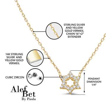 Jewish Star of David Necklace Gold Plated Jewelry for Women