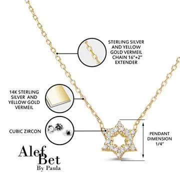 Jewish Star of David Necklace Gold Plated Jewelry for Women
