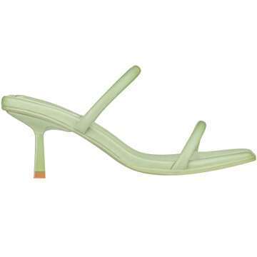 ILLUDE Women's Mules Square Toe Two Strap Low Heeled Sandals (7, Mint PU)