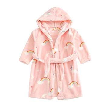 TOLLION Boys Girls Hooded Bathrobe Toddlers Kids Soft Plush Pajamas Dressing Gown Sleepwear(Dream Pi...