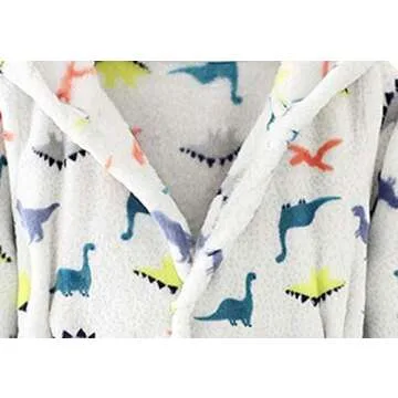 TOLLION Boys Girls Hooded Bathrobe Toddlers Kids Soft Plush Pajamas Dressing Gown Sleepwear(Dream Pink,2T)