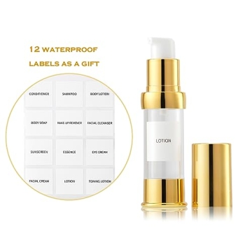 Elegant Gold Travel Pump Bottle Set Leak-Proof TSA-Approved