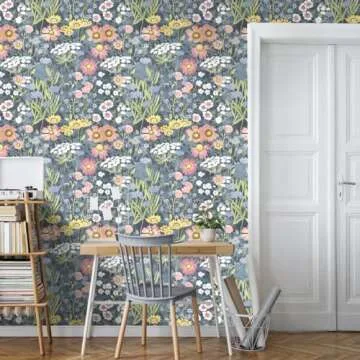 Orainege Vintage Floral Wallpaper Peel and Stick Wallpaper Floral Contact Paper 17.7in x118.1in Boho Flower Contact Paper Daisy Self Adhesive Removable Wallpaper for Bedroom Decorative Wall Paper